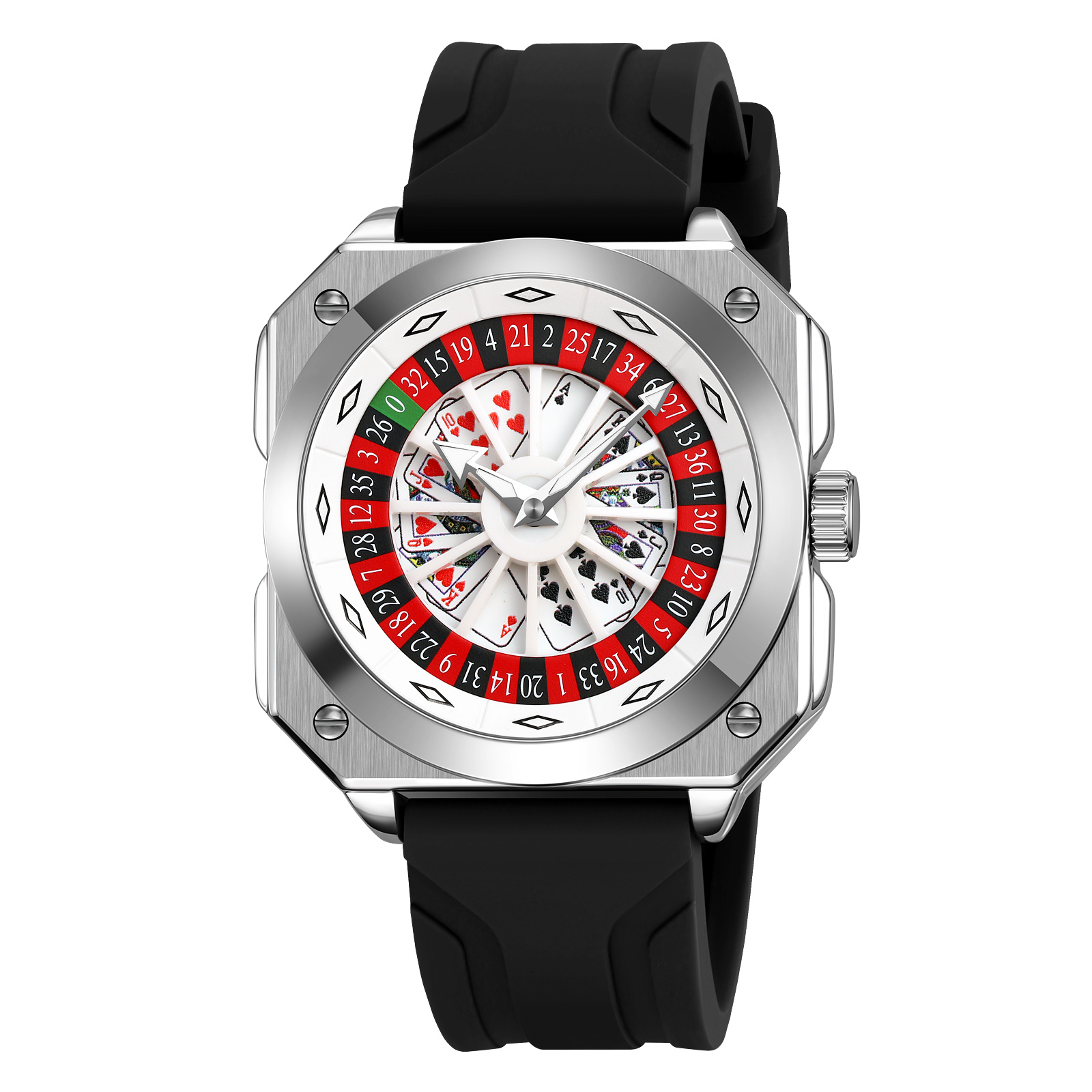 SKMEI 9379 Rotating Poker Dial Silicone Wrist Watches Quartz Waterproof Men Watch