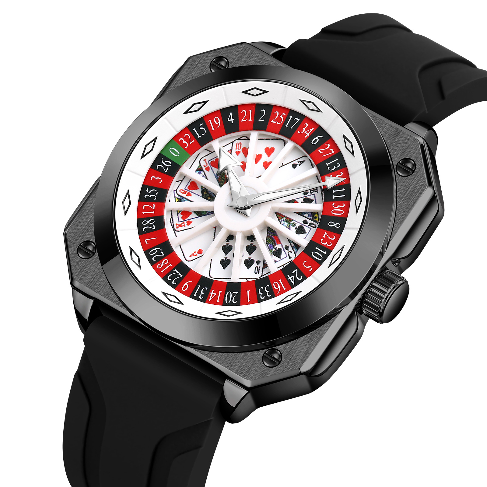 SKMEI 9379 Rotating Poker Dial Silicone Wrist Watches Quartz Waterproof Men Watch