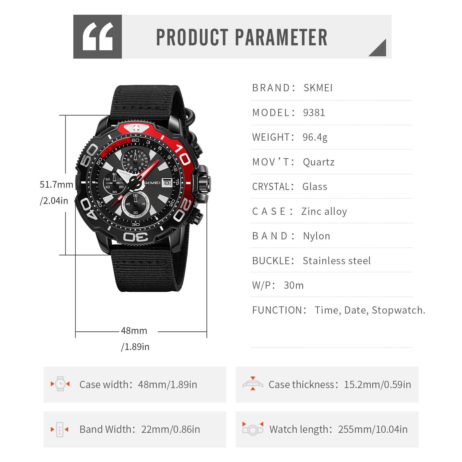 SKMEI 9381 Trendsetting Men's Quartz Watch 