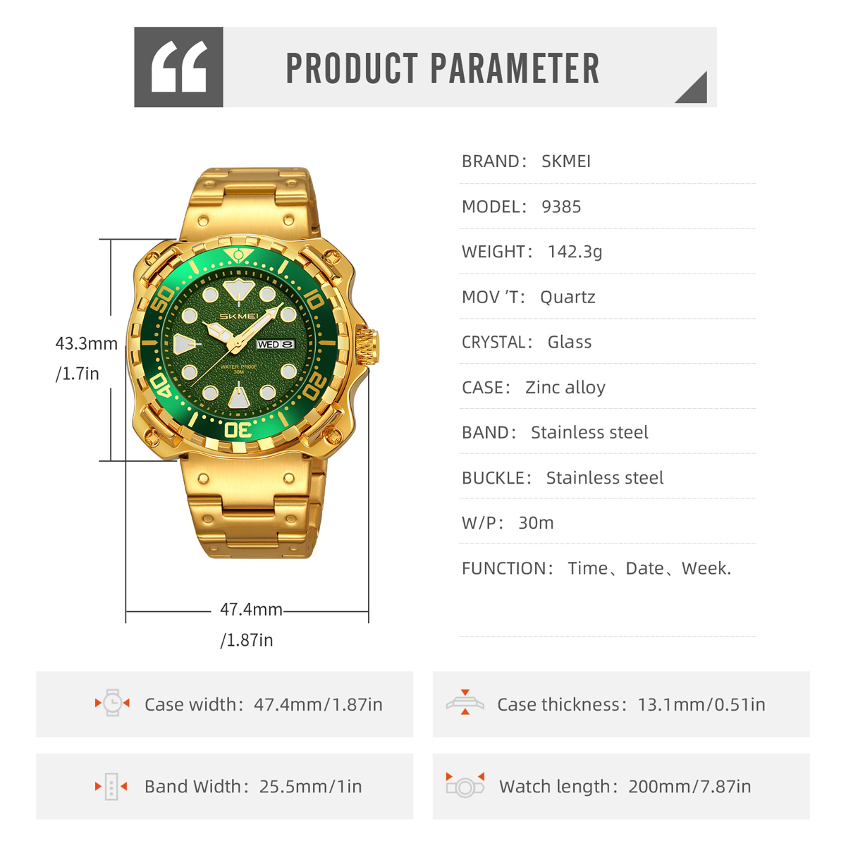 SKMEI 9385 Luxury Watches