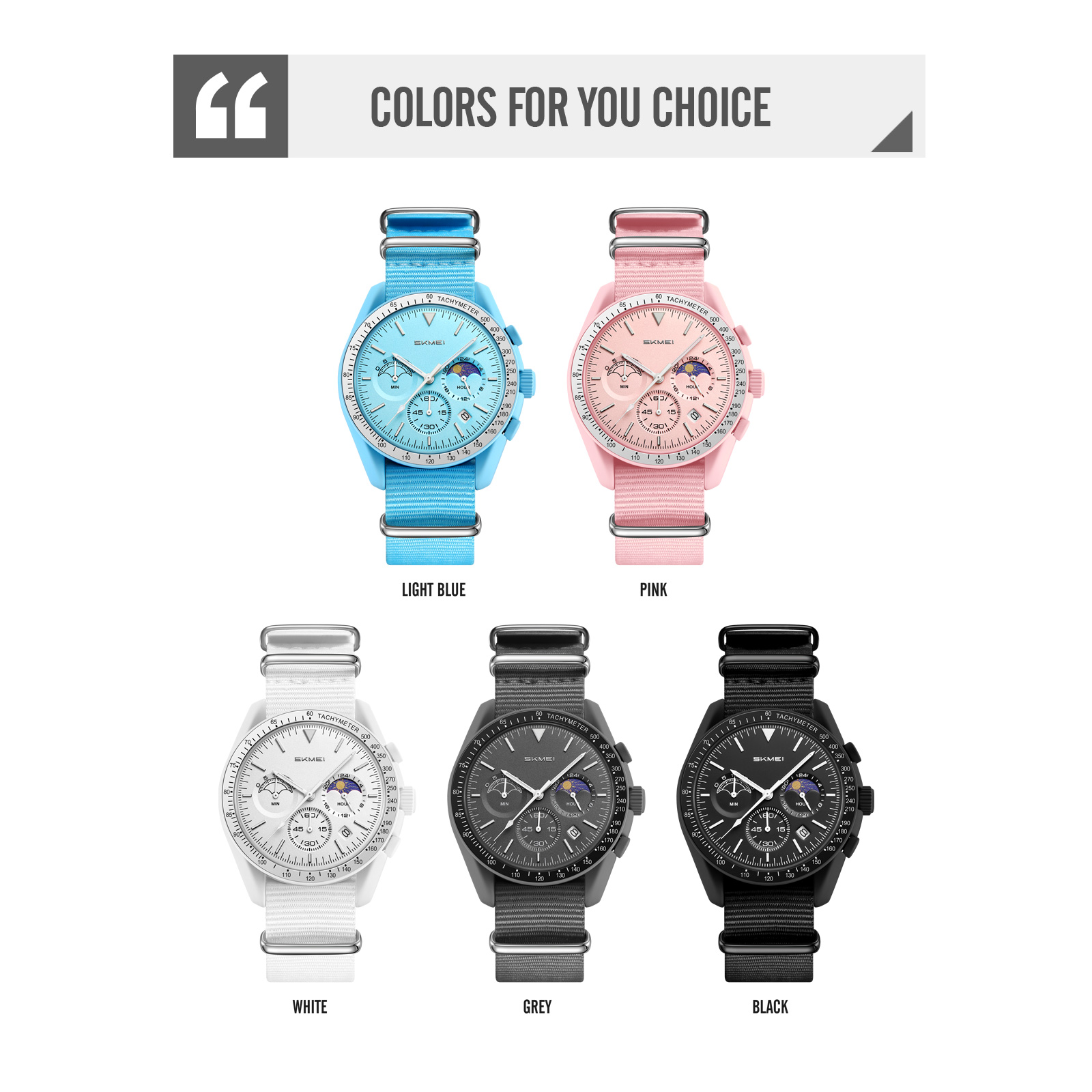 SKMEI Model 9392 Moon Phase Casual Quartz Watches