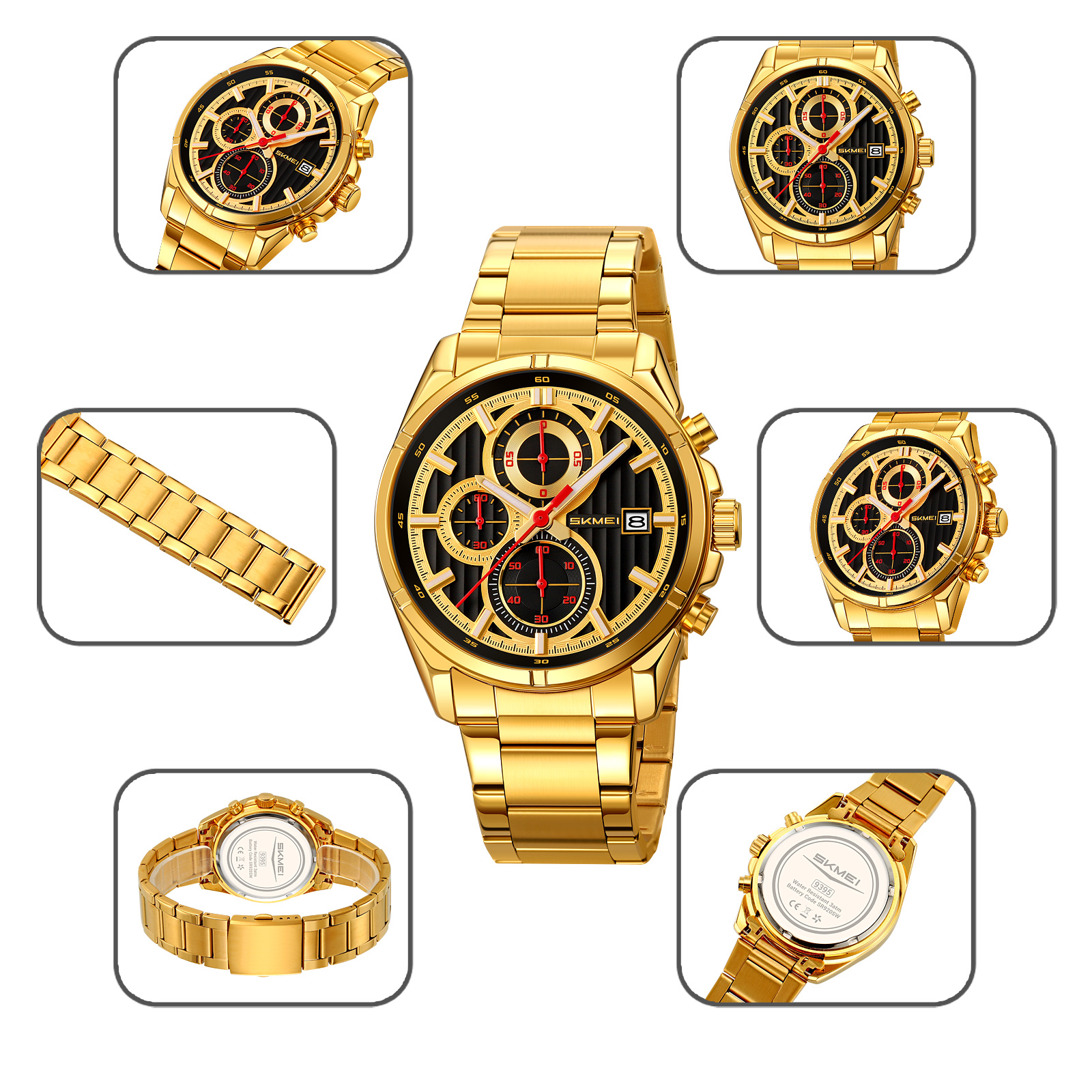 OEM Customized Skmei 9395 Brand Luxury Stainless Steel Men's Wristwatches
