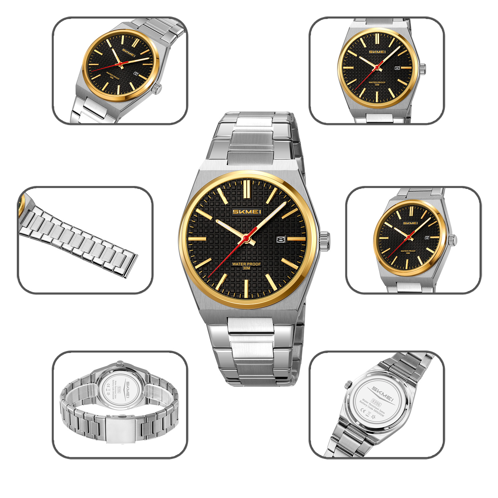 SKMEI 9396 Elegant Factory Stainless Steel Quartz Watch Men's Gift Wrist Watches