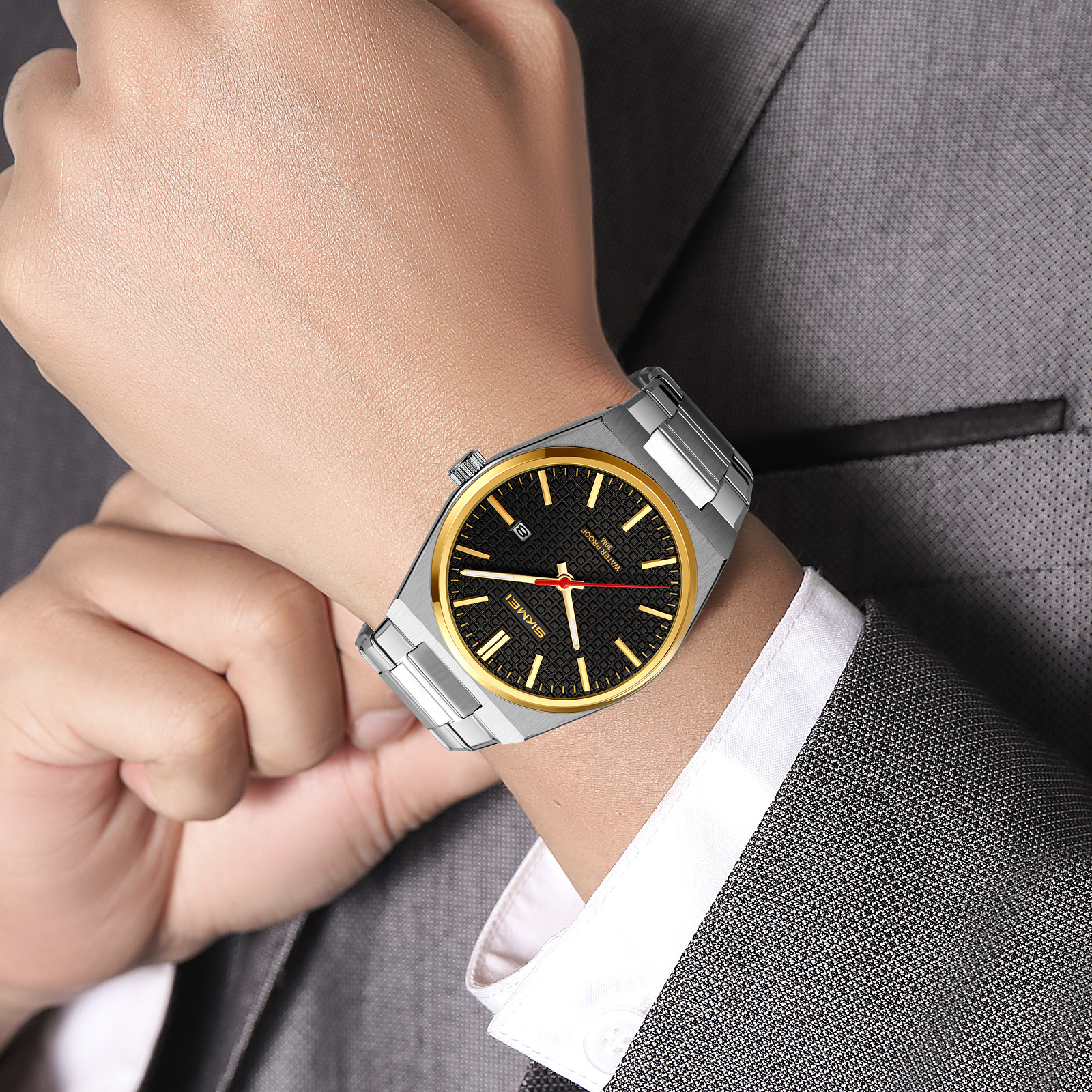 SKMEI 9396 Elegant Factory Stainless Steel Quartz Watch Men's Gift Wrist Watches