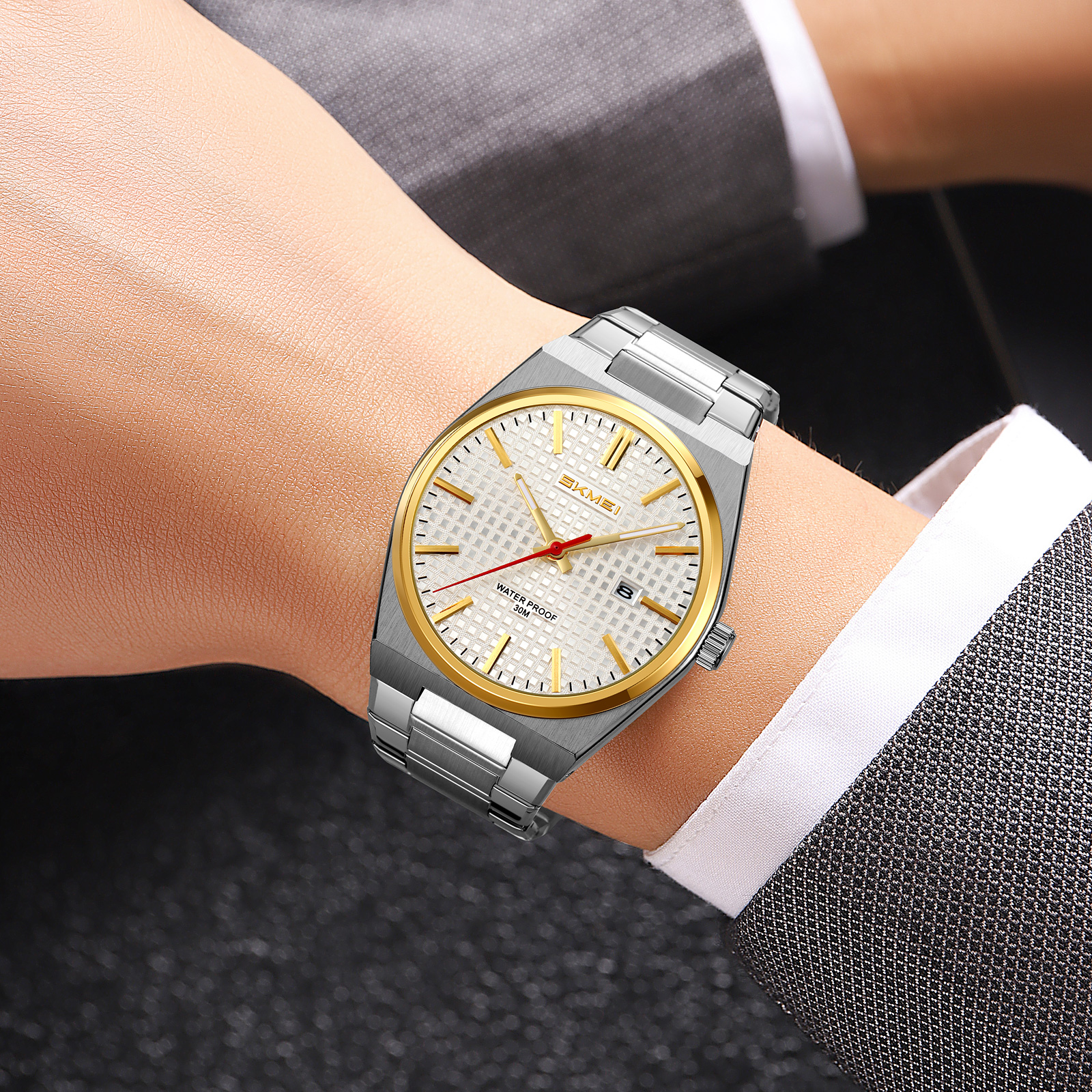 SKMEI 9396 Elegant Factory Stainless Steel Quartz Watch Men's Gift Wrist Watches