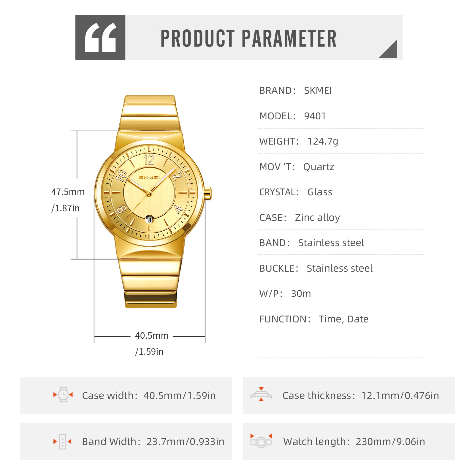 SKMEI 9401 Fashion Quartz Watch