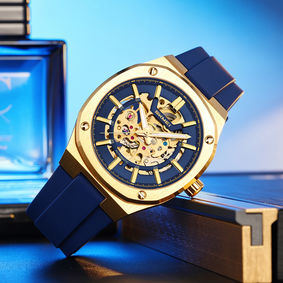 SKMEI 9404 Octagon Skeleton Automatic Mechanical Watch