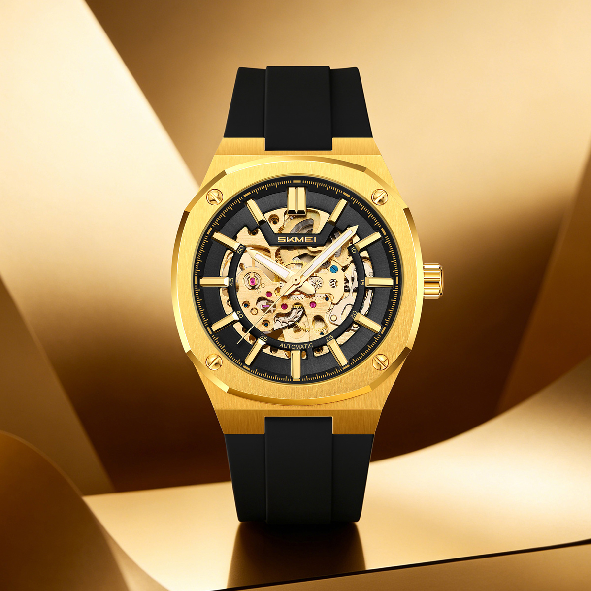 SKMEI 9404 Octagon Skeleton Automatic Mechanical Watch