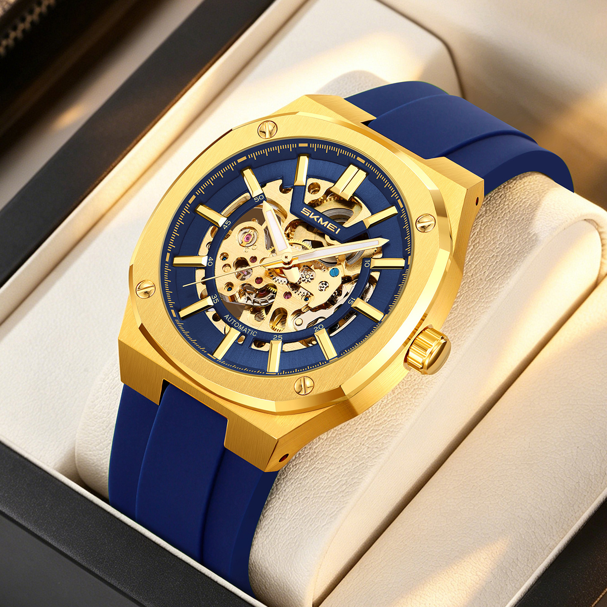 SKMEI 9404 Octagon Skeleton Automatic Mechanical Watch
