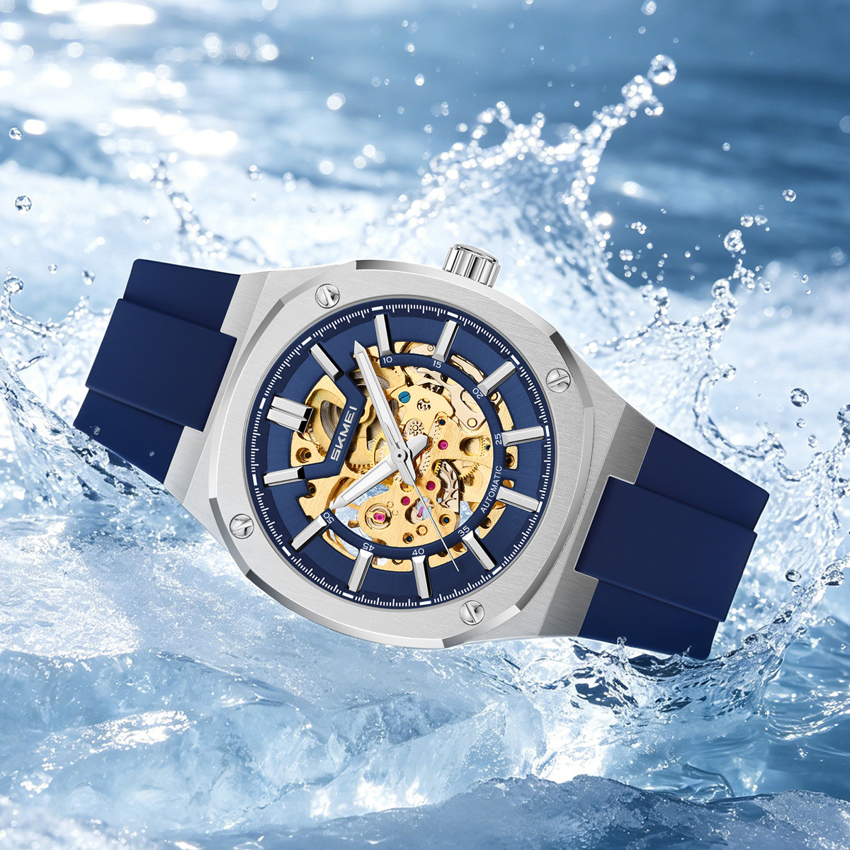 SKMEI 9404 Octagon Skeleton Automatic Mechanical Watch