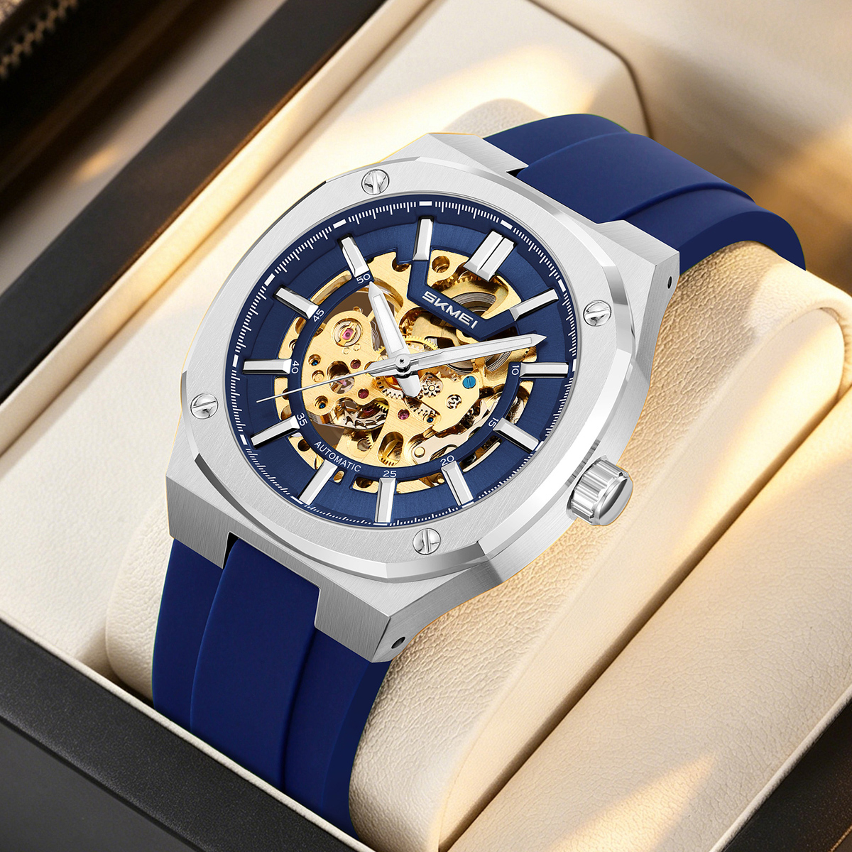 SKMEI 9404 Octagon Skeleton Automatic Mechanical Watch