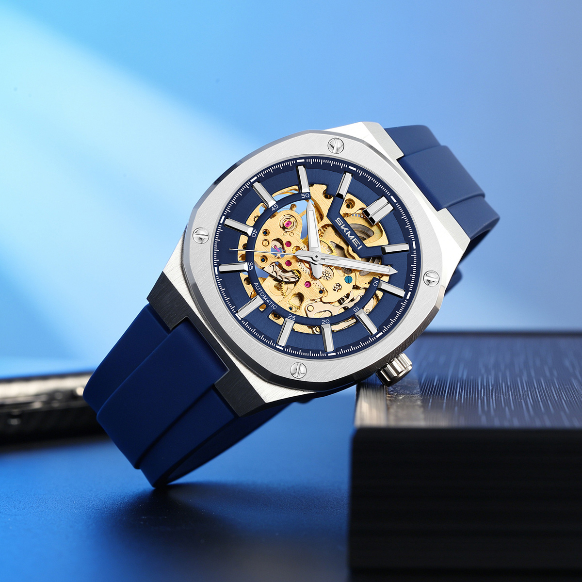 SKMEI 9404 Octagon Skeleton Automatic Mechanical Watch