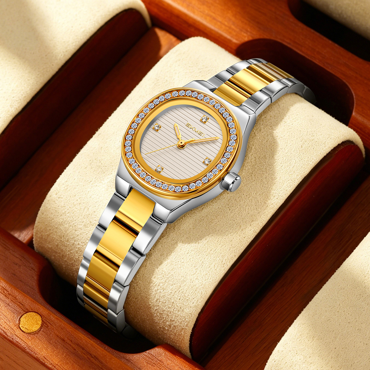 SKMEI 9405 Ladies Octagon Crystal Rhinestone Bezel Women Wrist Watch