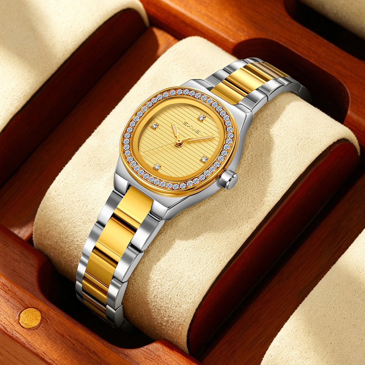 SKMEI 9405 Ladies Octagon Crystal Rhinestone Bezel Women Wrist Watch