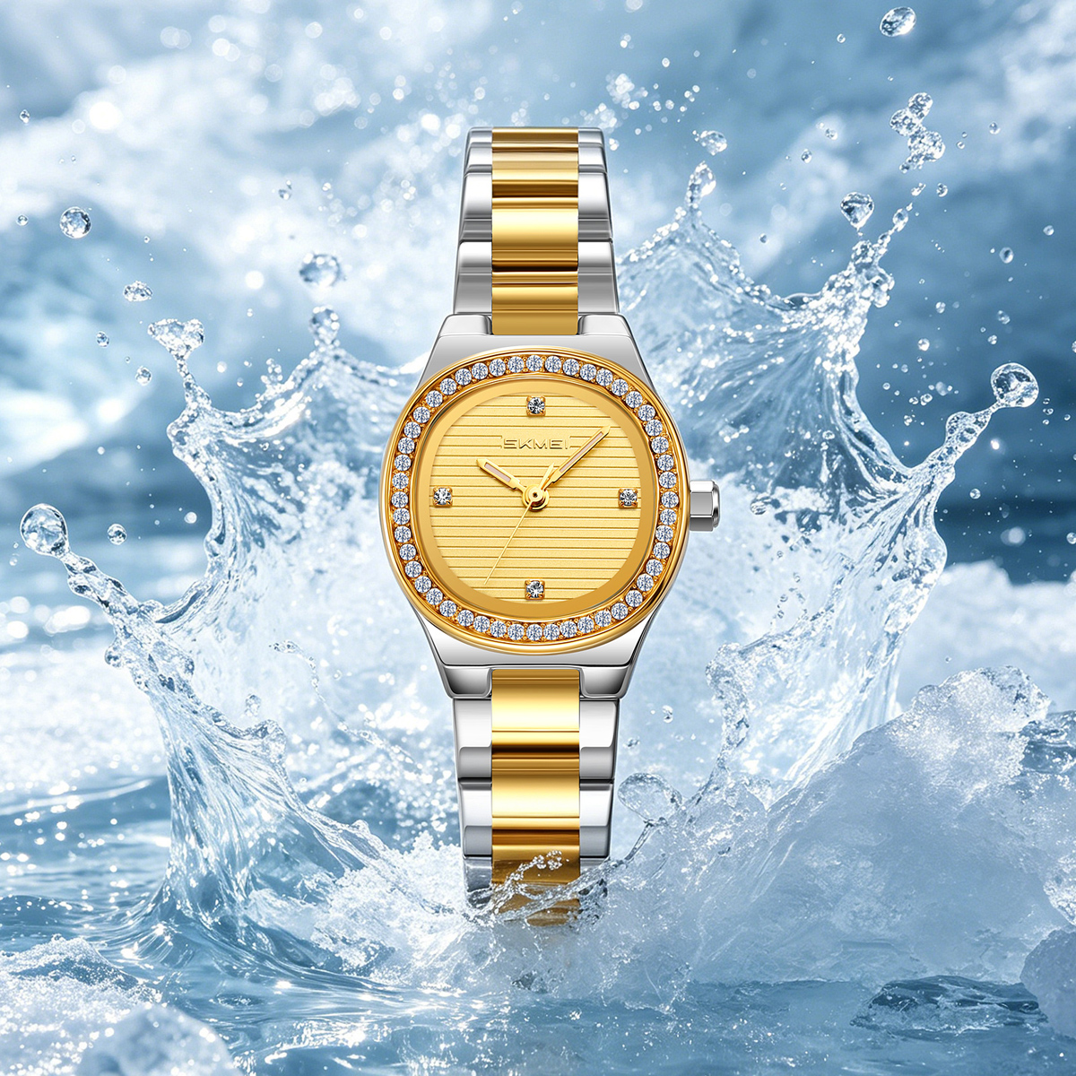 SKMEI 9405 Ladies Octagon Crystal Rhinestone Bezel Women Wrist Watch