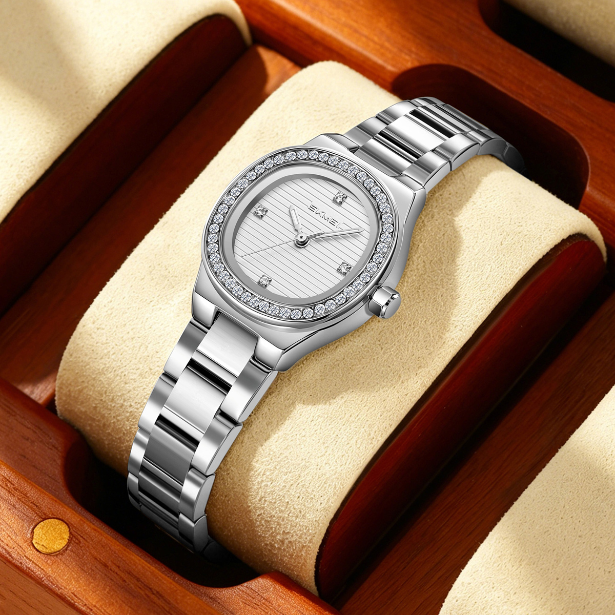 SKMEI 9405 Ladies Octagon Crystal Rhinestone Bezel Women Wrist Watch