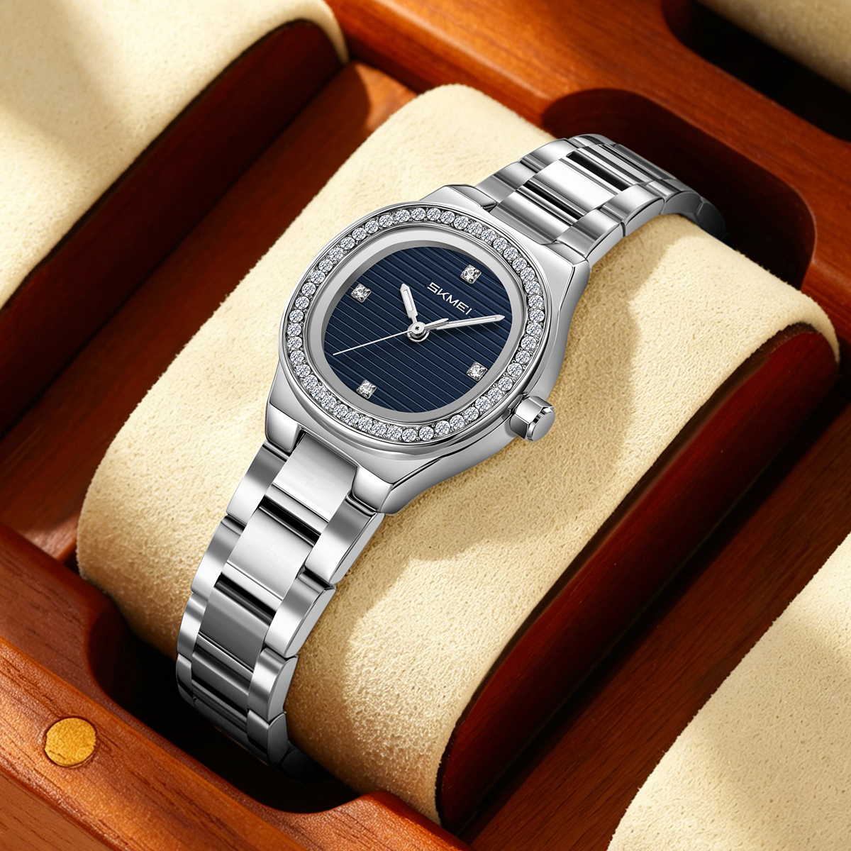 SKMEI 9405 Ladies Octagon Crystal Rhinestone Bezel Women Wrist Watch
