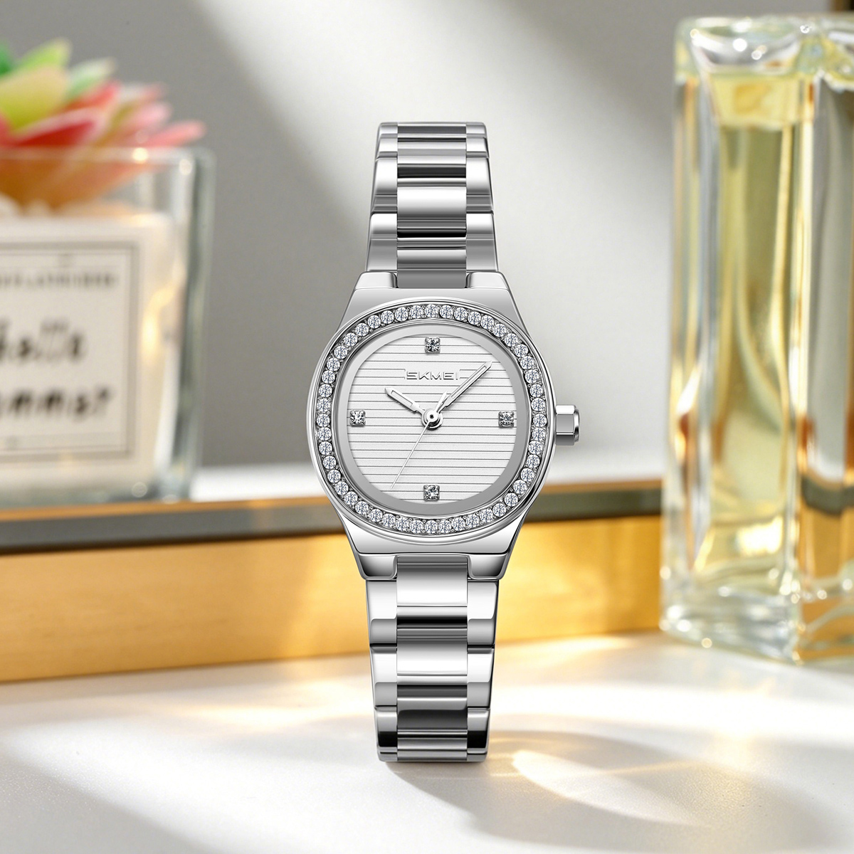 SKMEI 9405 Ladies Octagon Crystal Rhinestone Bezel Women Wrist Watch