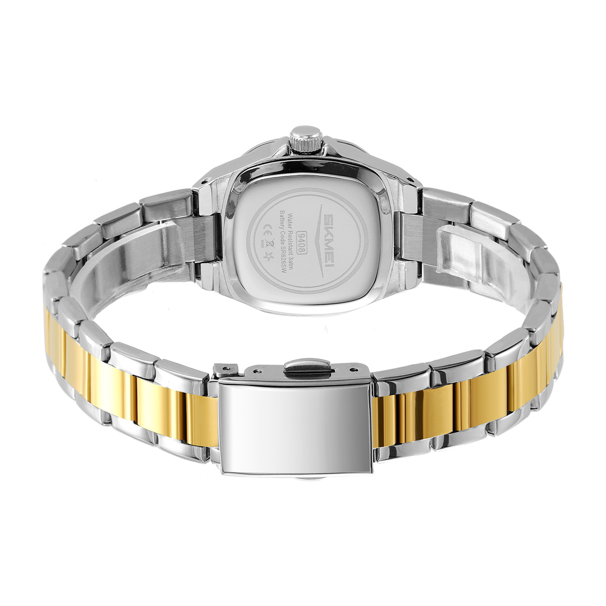 SKMEI 9408 Ladies Square Octagon Stainless Steel Bracelet Quartz Watch