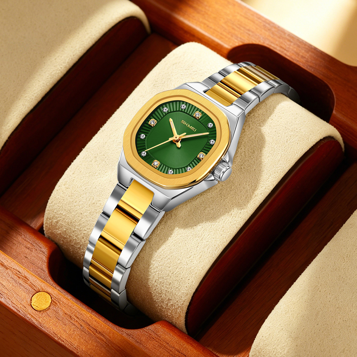 SKMEI 9408 Ladies Square Octagon Stainless Steel Bracelet Quartz Watch