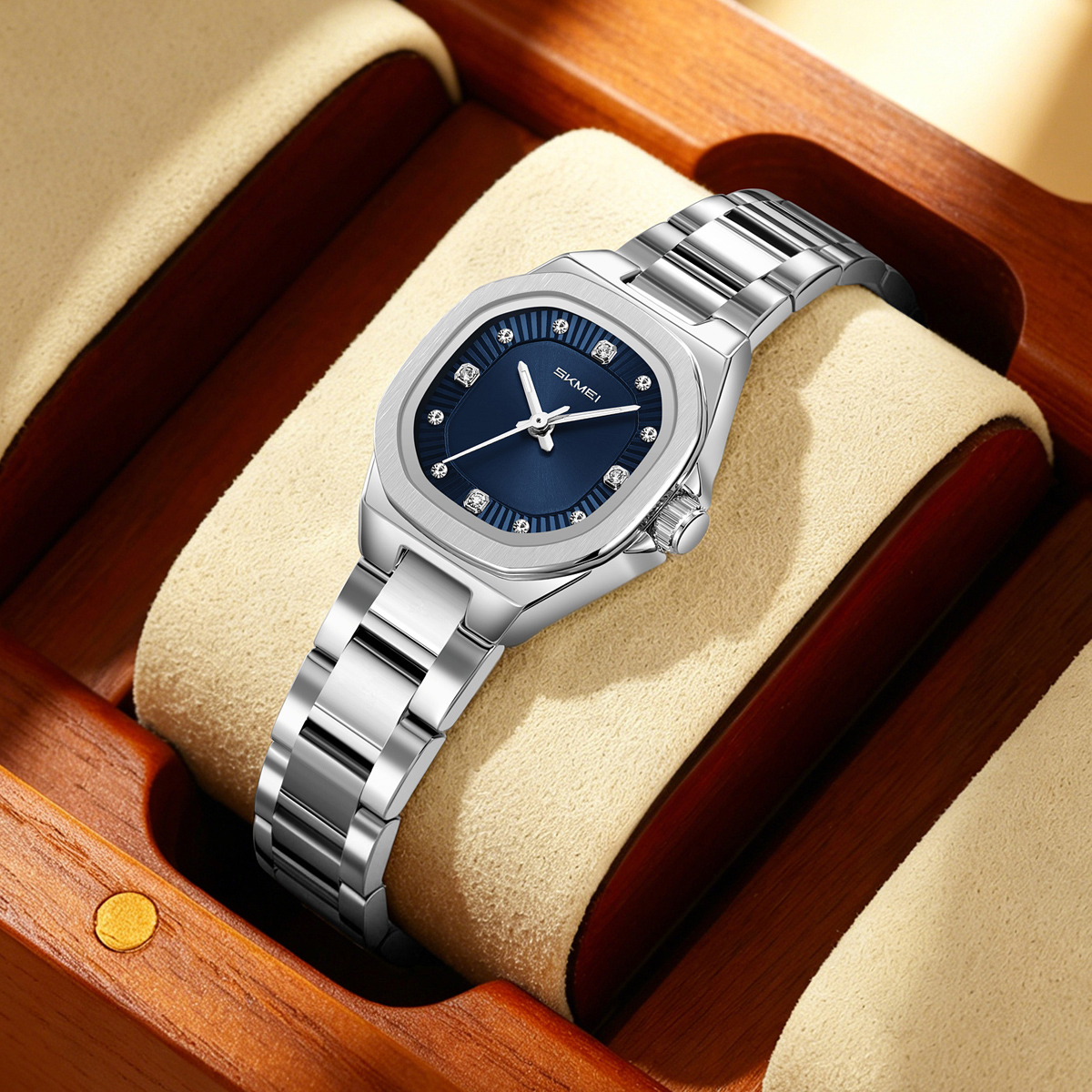 SKMEI 9408 Ladies Square Octagon Stainless Steel Bracelet Quartz Watch