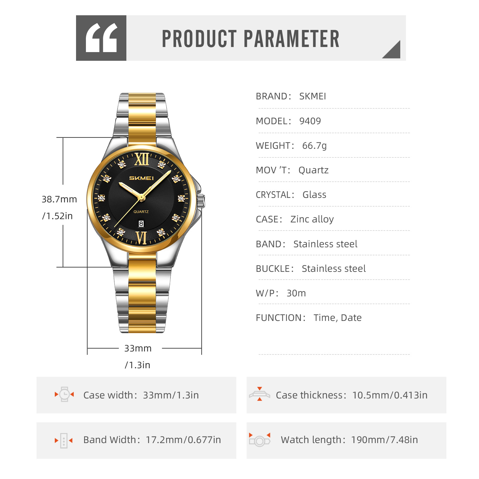 SKMEI 9409 QUARTZ MEN WATCH