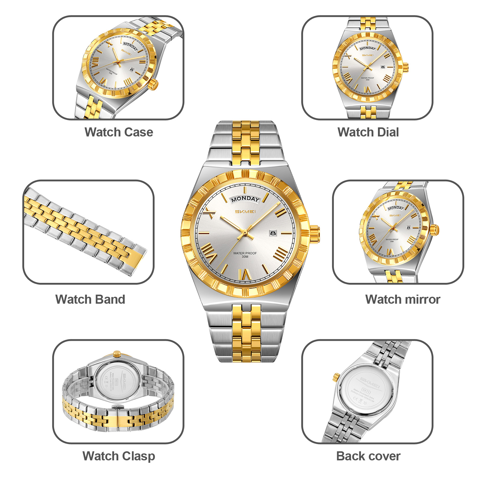SKMEI WATCH 9411 Stainless Steel band Quartz Watch