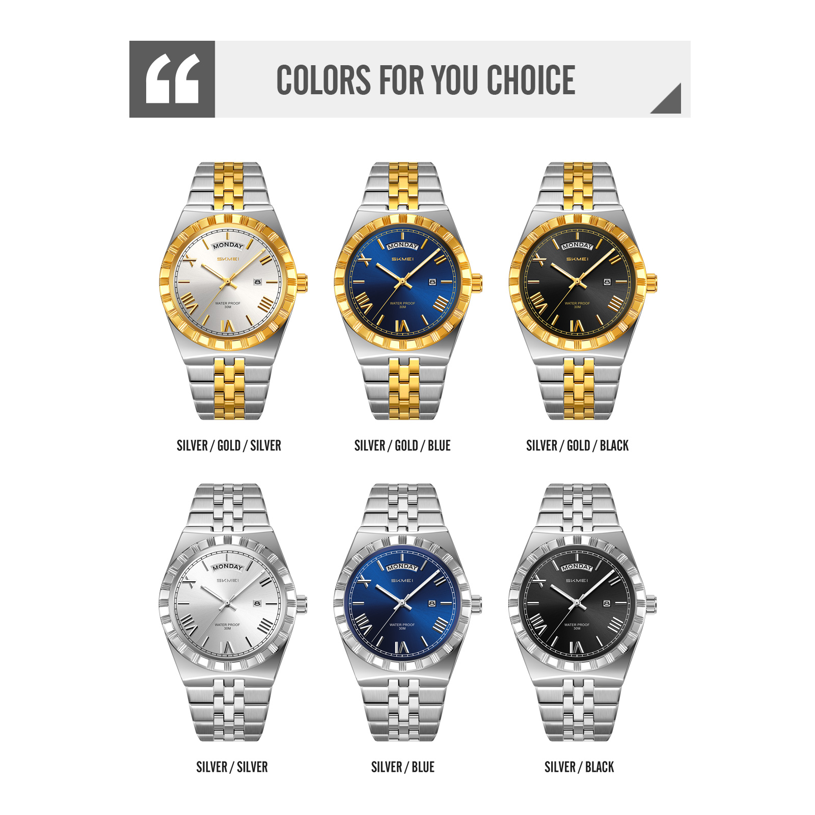 SKMEI WATCH 9411 Stainless Steel band Quartz Watch