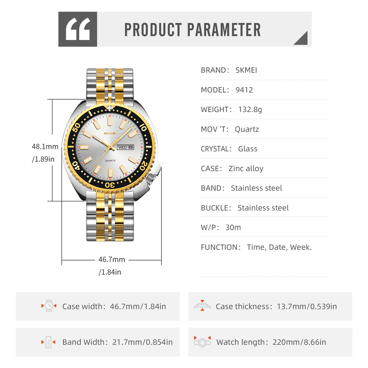 SKMEI Quartz Watch Model 9412 