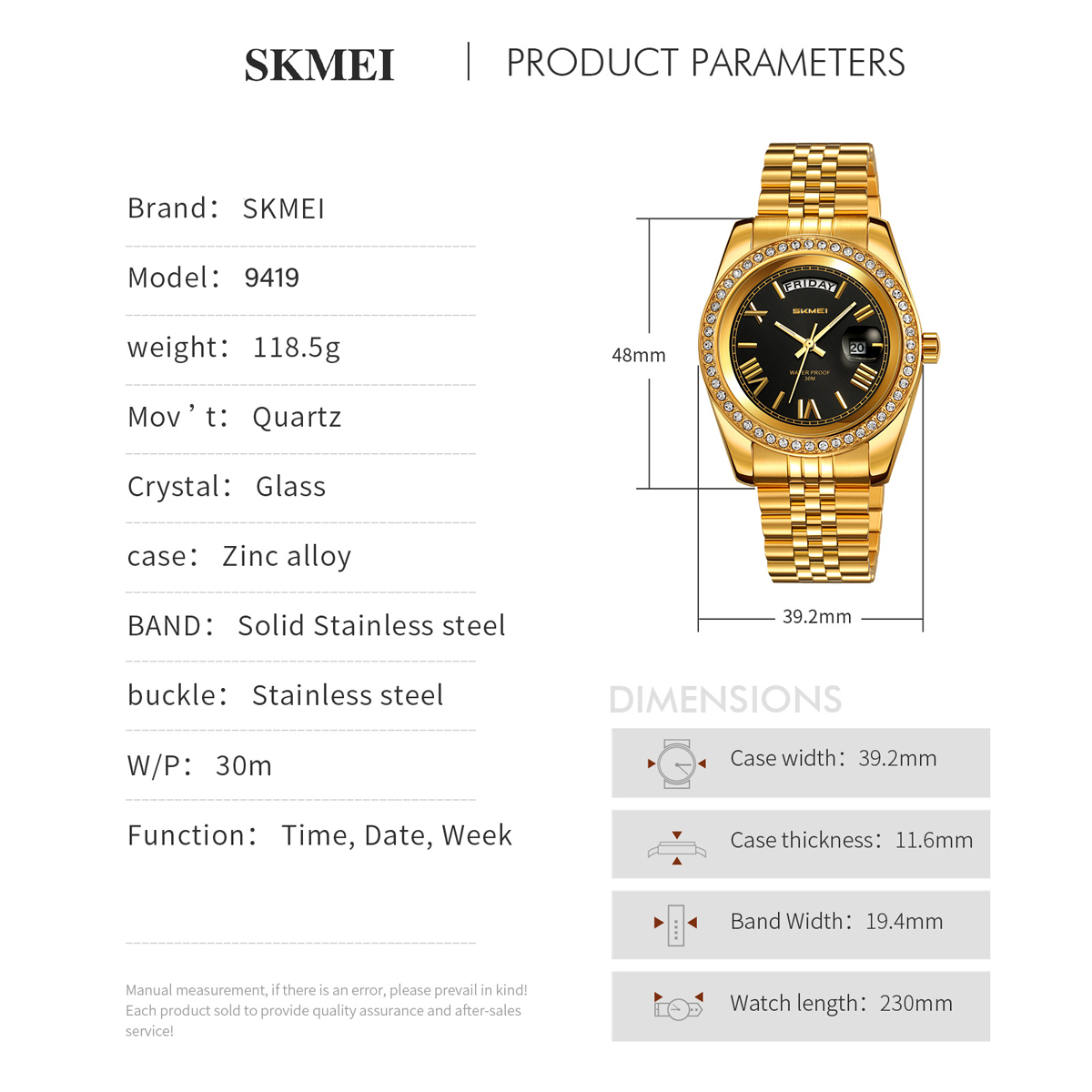 SKMEI 9419 Luxury-Inspired Quartz Watches 