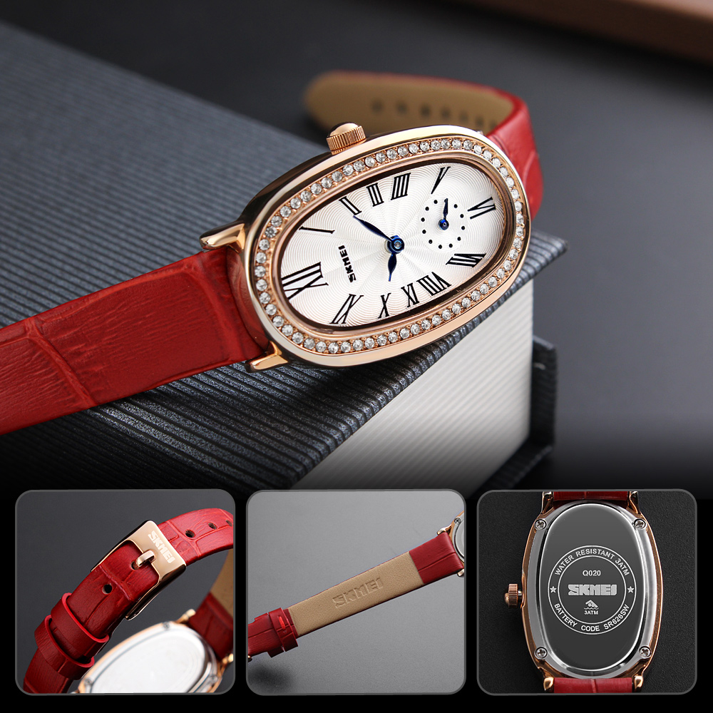 SKMEI Q020 Womens Fashion Rose Gold Oval Quartz Watches