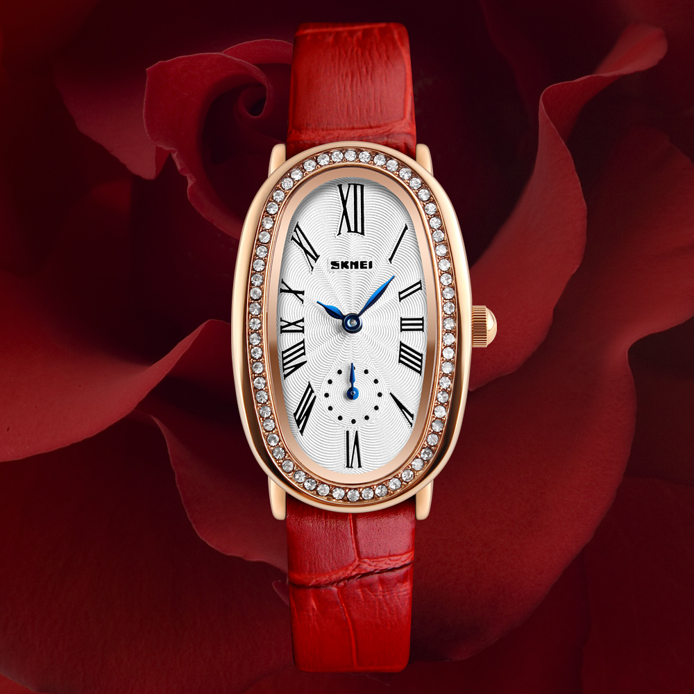 SKMEI Q020 Womens Fashion Rose Gold Oval Quartz Watches