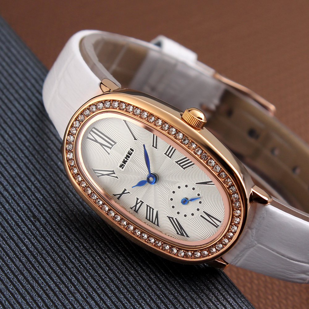 SKMEI Q020 Womens Fashion Rose Gold Oval Quartz Watches