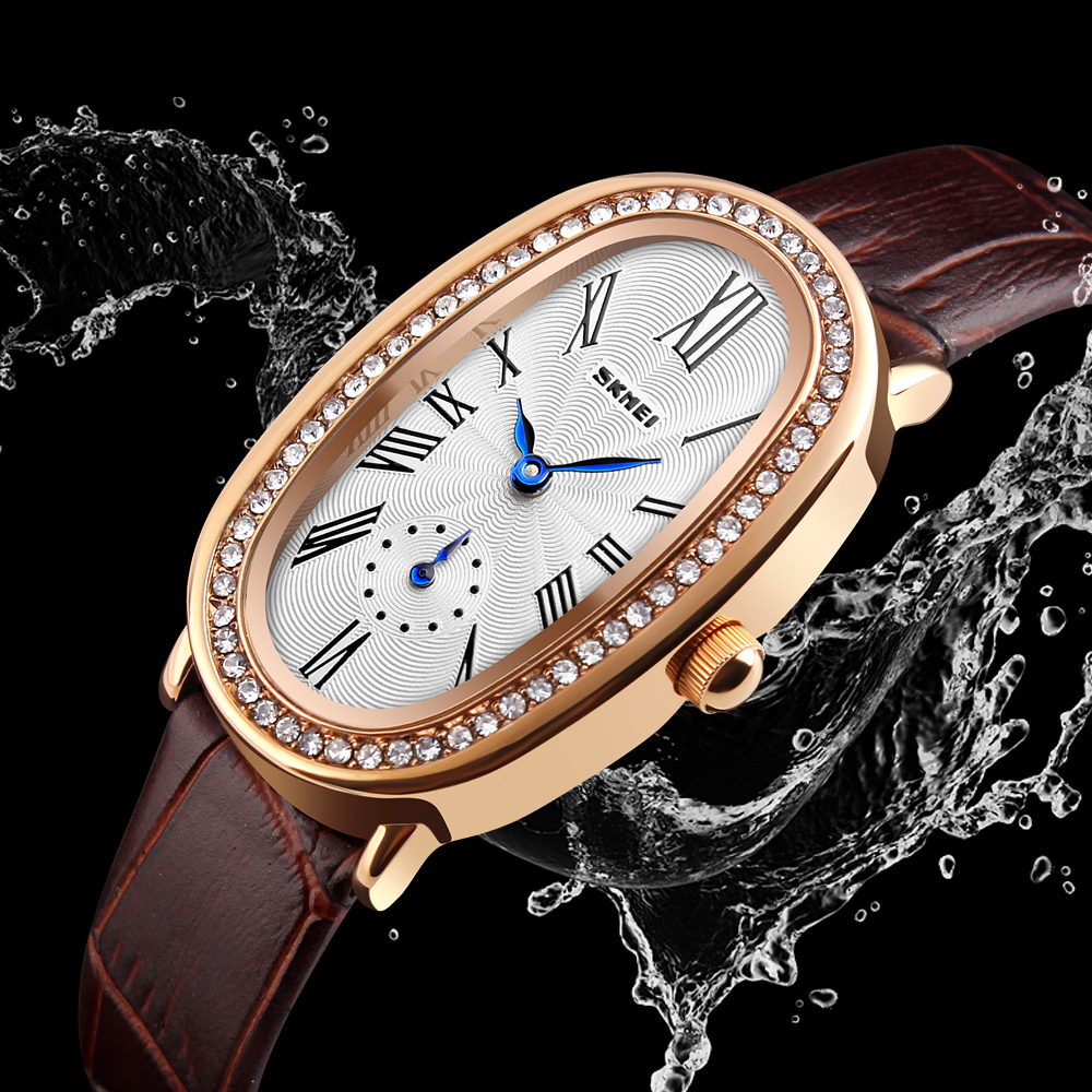 SKMEI Q020 Womens Fashion Rose Gold Oval Quartz Watches