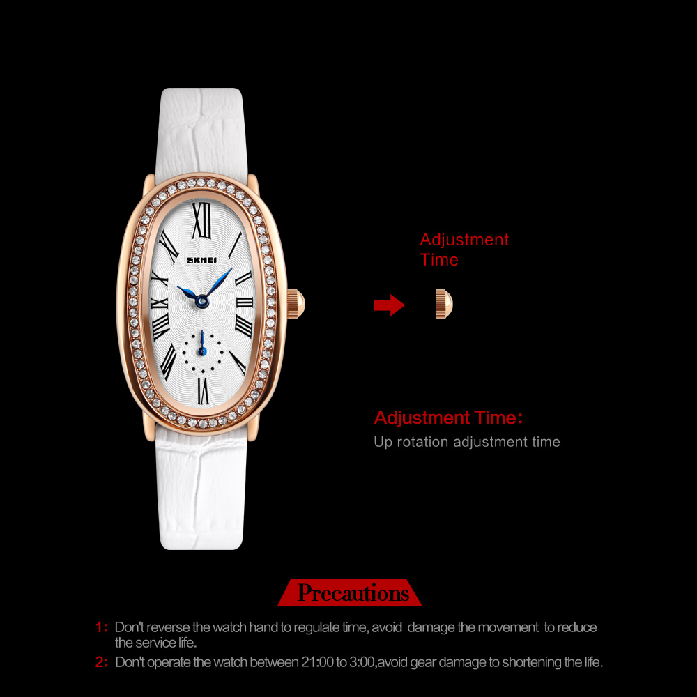 SKMEI Q020 Womens Fashion Rose Gold Oval Quartz Watches