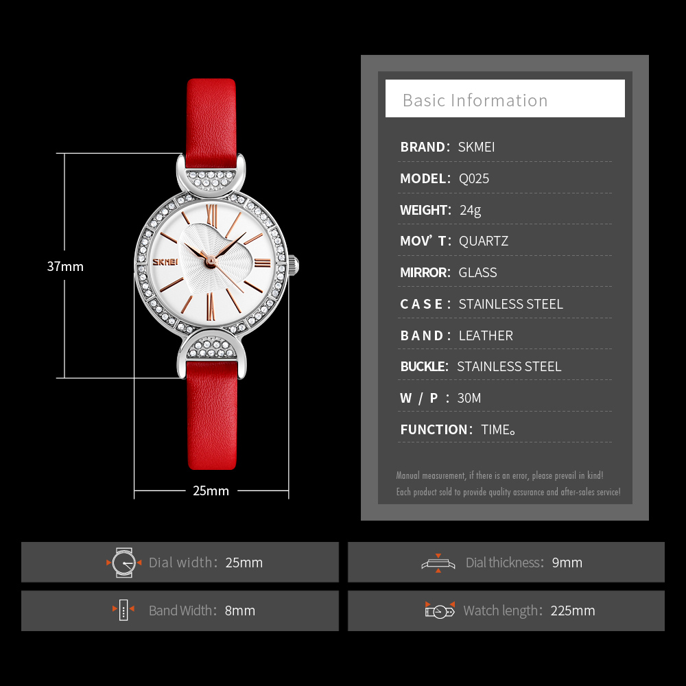 SKMEI Q025 Stainless steel Case Women Quartz Watch