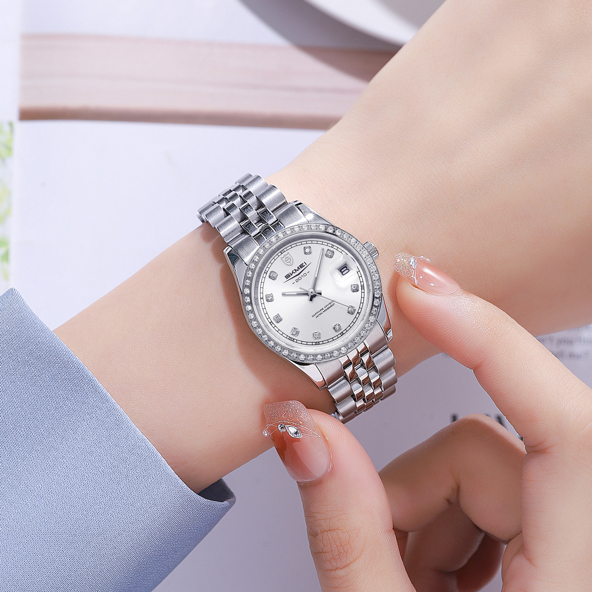 SKMEI Q2539 women Sapphire glass Stainless Steel Case Quartz Watch