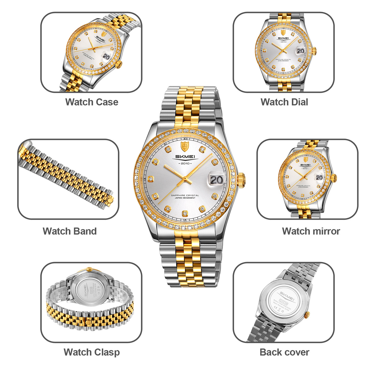SKMEI Q2539 women Sapphire glass Stainless Steel Case Quartz Watch