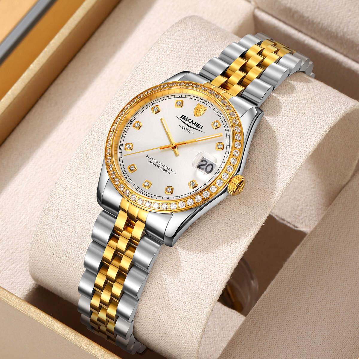 SKMEI Q2539 women Sapphire glass Stainless Steel Case Quartz Watch