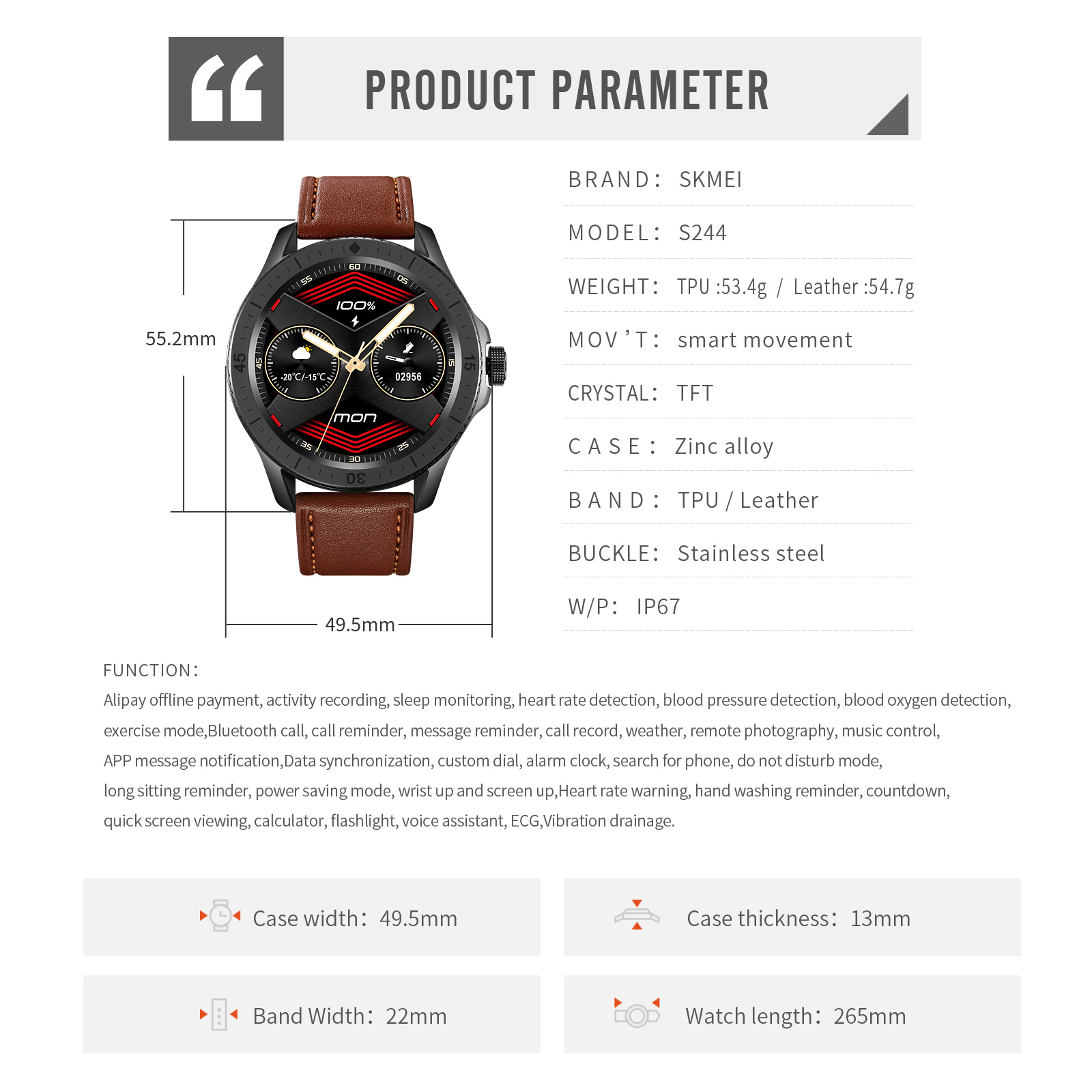 S244 smart watch ios android