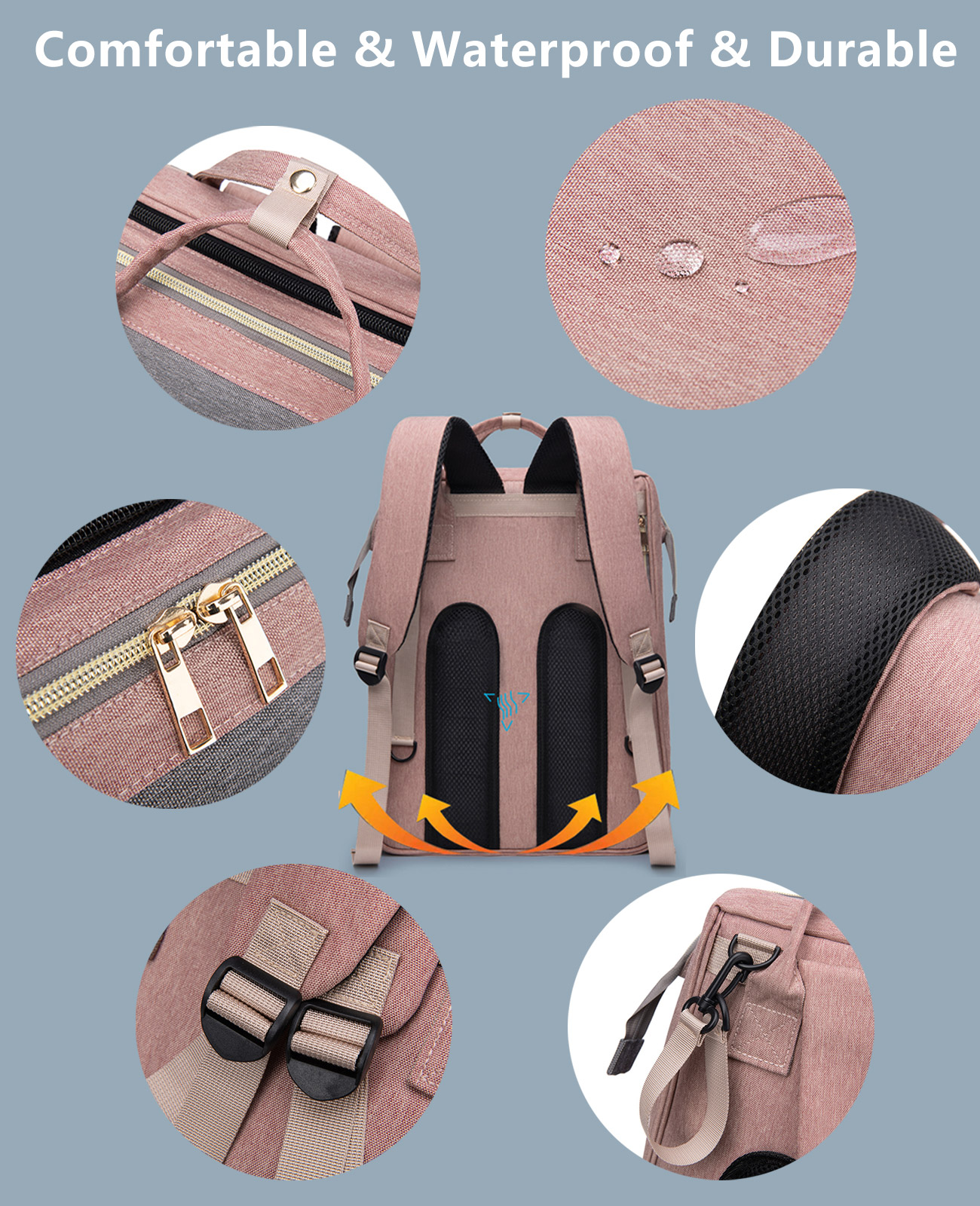 houscly Diaper Bag Backpack with Changing Station: Pink Baby Toddler Bags for Girls Boys Women Large Big Travel Backpack Pañaleras Modernas Para Bebe Niña Newborn Essentials Mom Must Haves Baby Registry