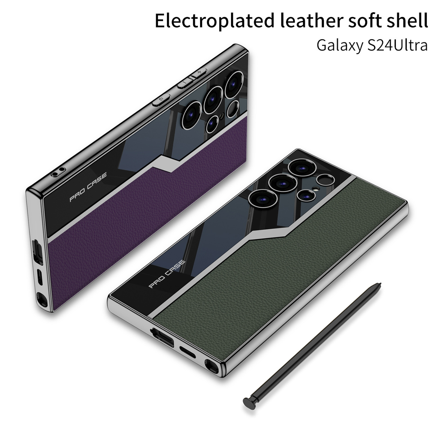 Samsung S24Ultra Electroplated Leather Phone Case