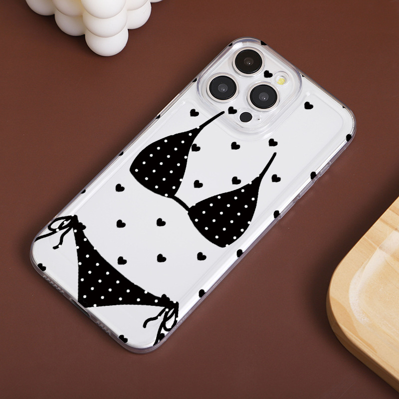 Love Black Polka Dot Lingerie Phone Case