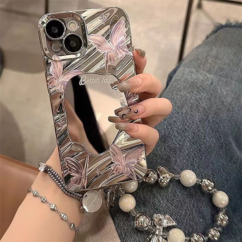 New Crystal Butterfly Mirror Electroplating Phone Case