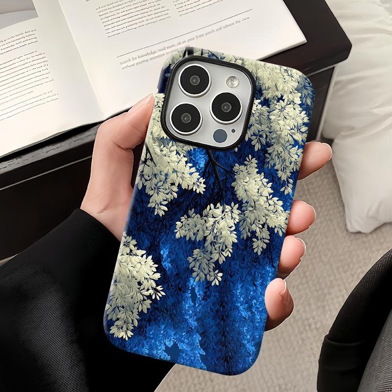 New Blue Floral iPhone Case – MagSafe Compatible, Anti-Slip & Scratch Resistant