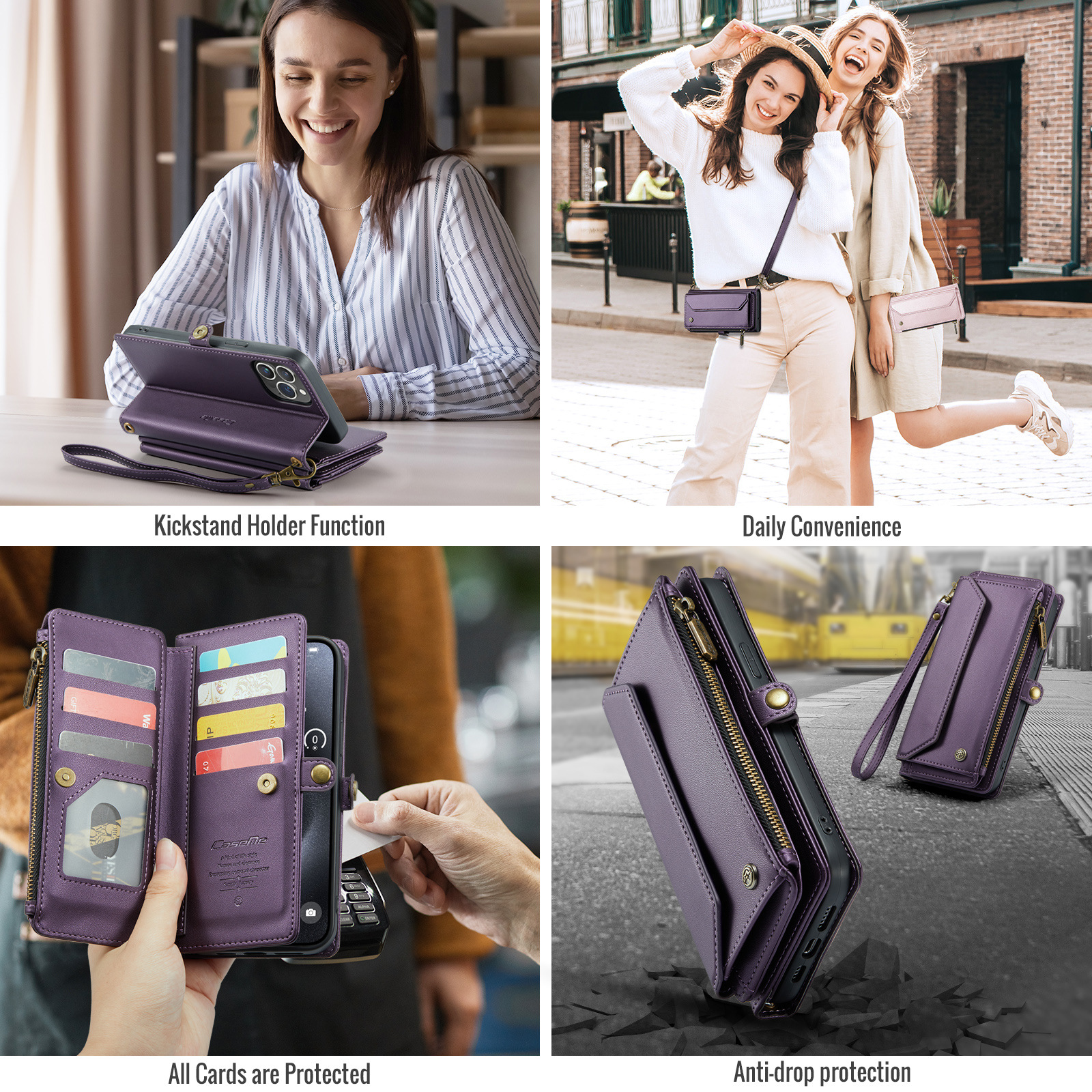 Magnetic Flip Crossbody Wallet with 10 Card Slots & Shoulder Strap – RFID Blocking For Samsung S20-25 Series