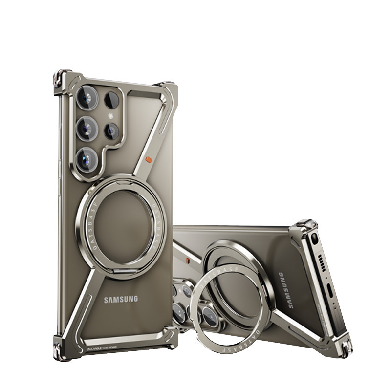 Samsung S24 series Metal Frameless Phone Case:Magnetic with 360° Rotatable Stand