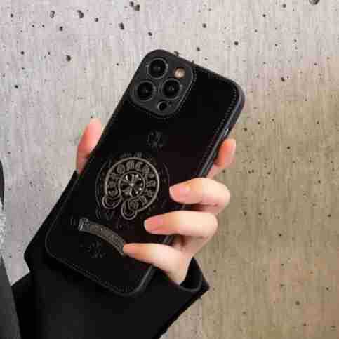 Crowe Black Leather 3D Cross Phone Case
