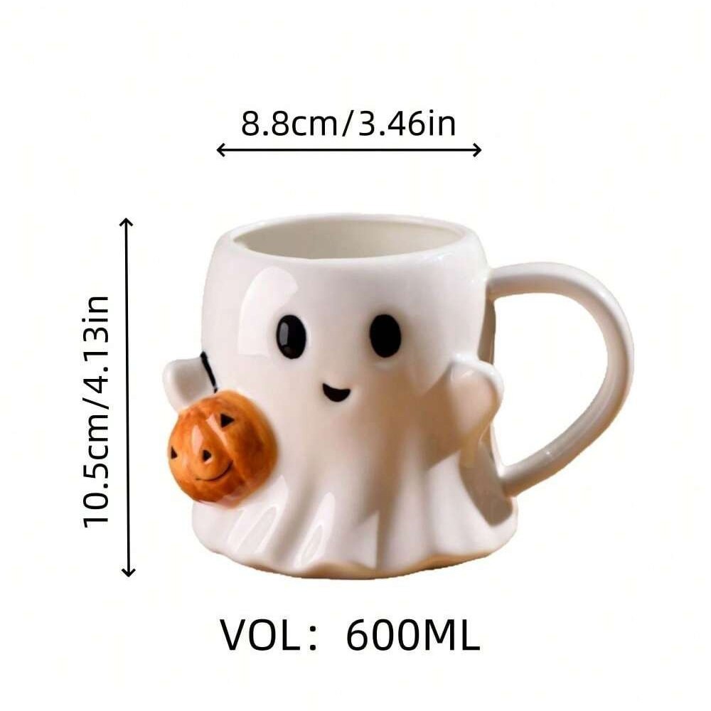 Pumpkin & Ghost Ceramic Mug – Cozy Halloween Coffee Cup