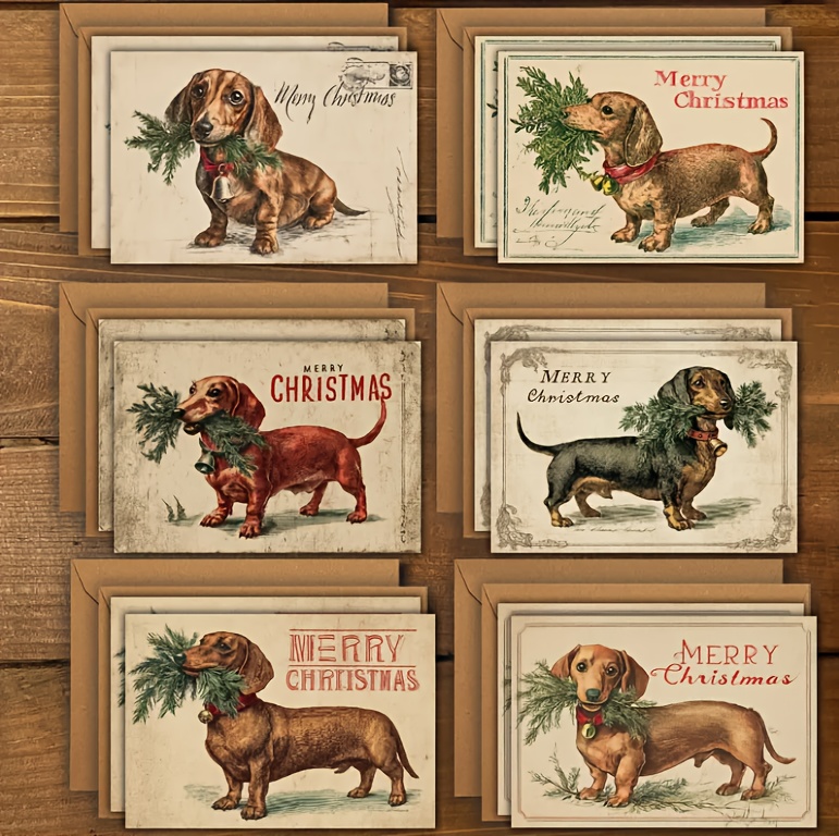 Dachshund Christmas Cards – Cute Holiday Greeting Cards with Envelopes for Dog Lovers